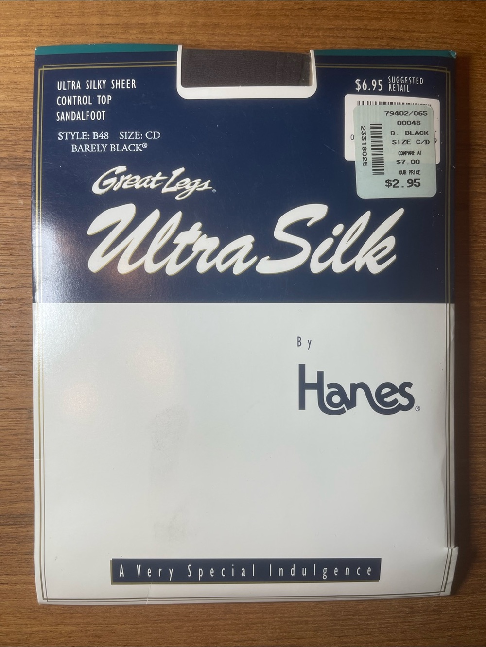 Hanes UltraSilk Barely Black Sheer Control Top Sandalfoot Hosiery Packaging